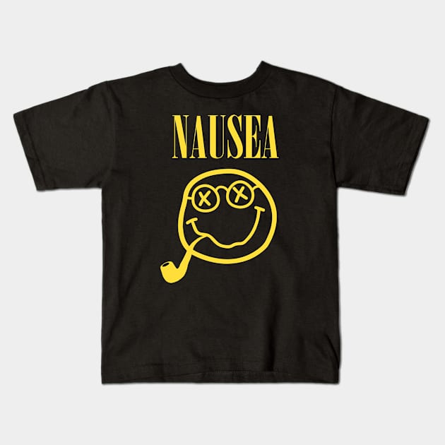 Jean-Paul Sartre - Nausea Smiley Kids T-Shirt by sqwear